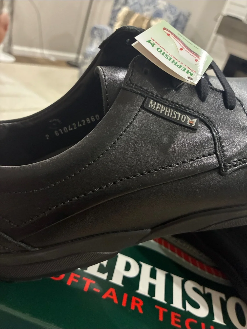 Mephisto Black Leather Lace-Up Oxford Shoes